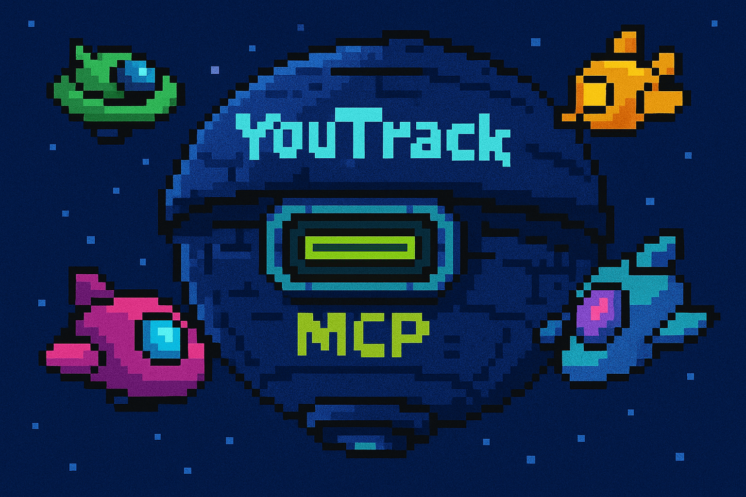 YouTrack-Raumschiff als zentrale Andockstation mit USB-Buchse für KI-Tool-Raumschiffe