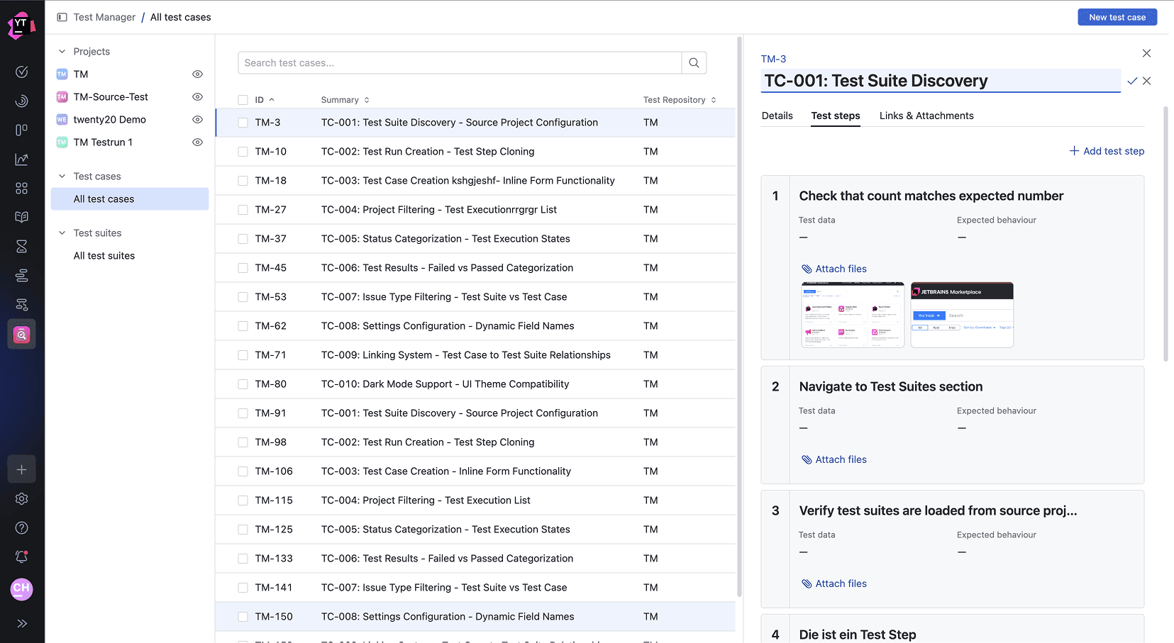 Test Manager Screenshot (Light Mode)