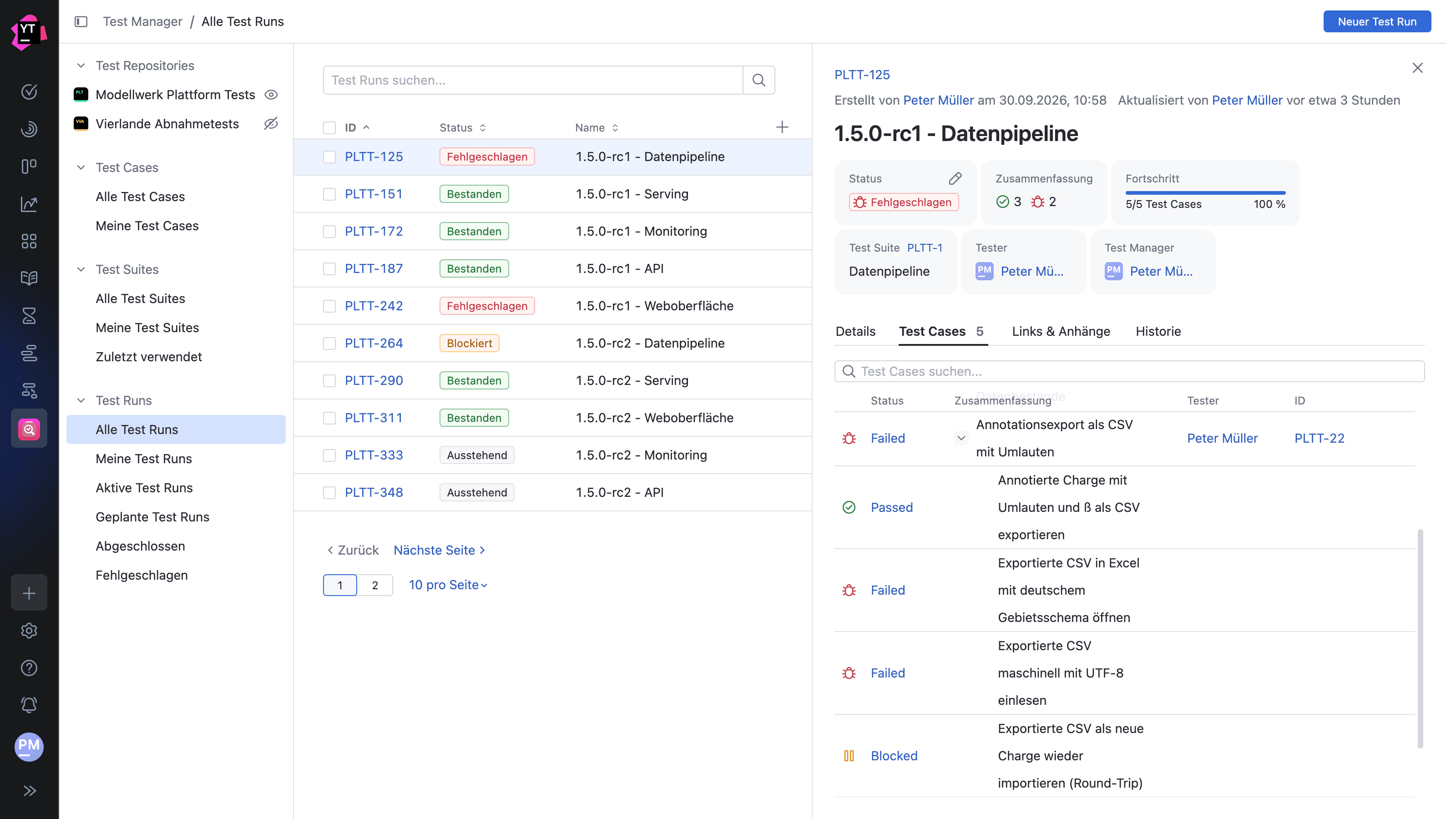YouTrack Test Manager Test Runs Screenshot