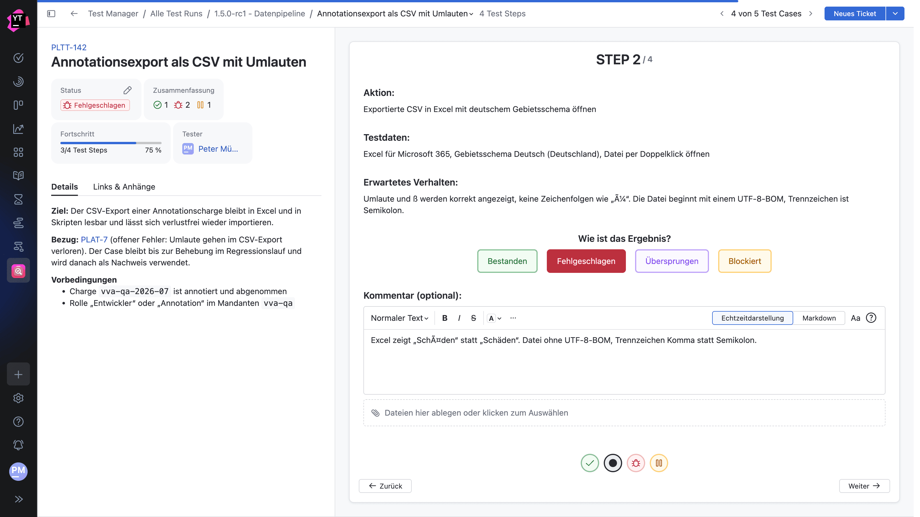 YouTrack Test Manager App Screenshot